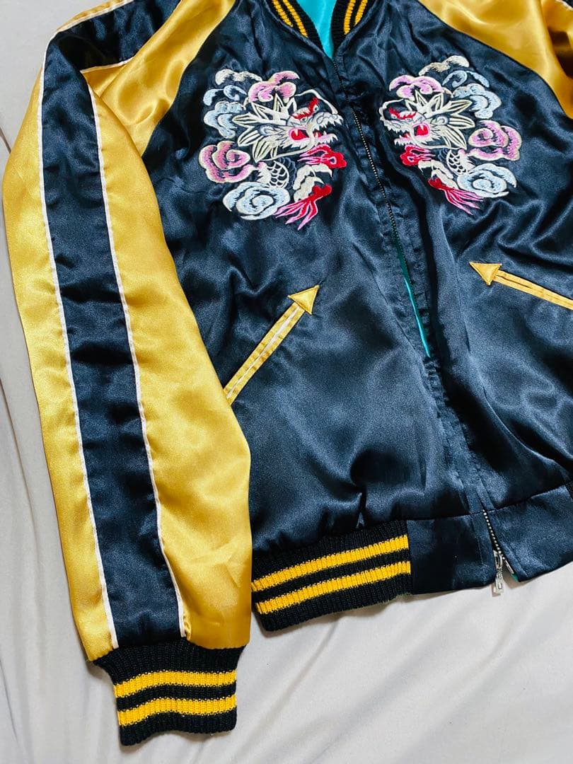 BEAMS 美品 ２面用 日本限定 龍 スカジャン unisex サテン