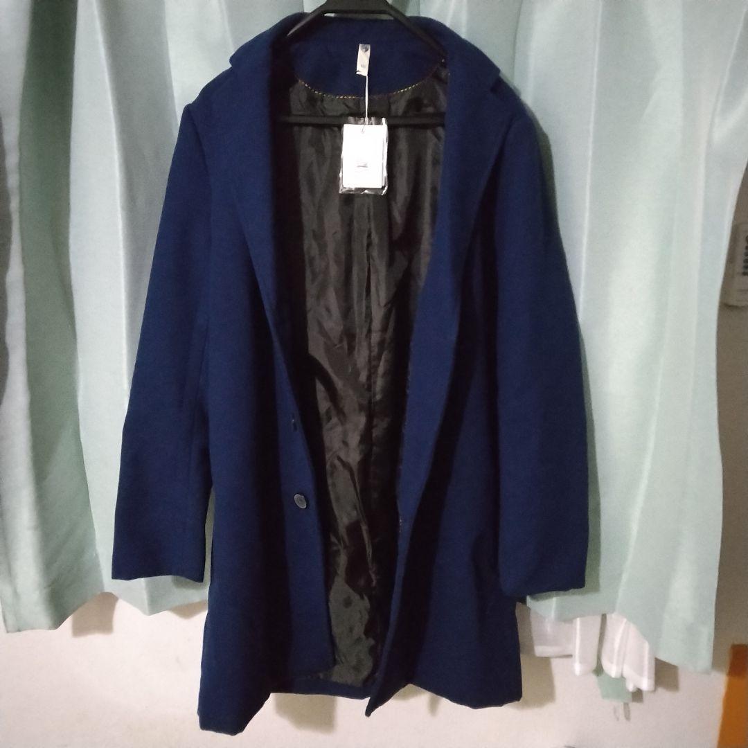 P K BミドルチェスターコートＬロイヤルブルー中肉軽量未使用品