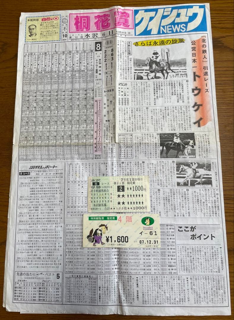 トウケイニセイラストラン　第21回桐花賞　単勝馬券　岩手競馬 観覧券セット