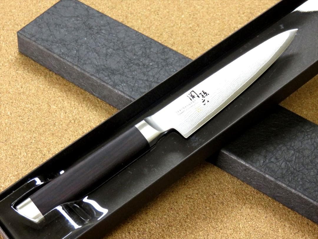 関の刃物 ペティナイフ 120mm 貝印 関孫六 ダマスカス ステンレス材 包丁
