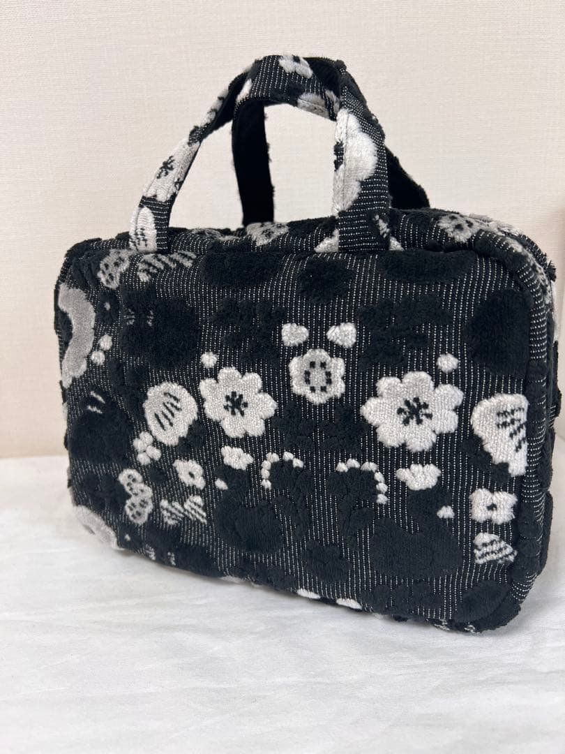 ツインポーチ　ハンドメイド　もふもふノスタルジア　パンダブラック