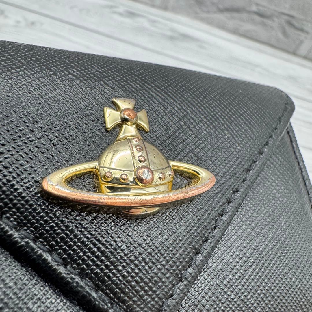 【美品】ヴィヴィアンウエストウッド 三つ折り財布 オーブ　レザー ブラック