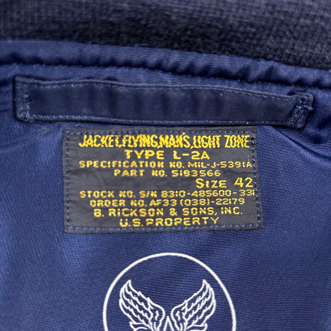 美品 バズリクソンズ L-2A フライト ジャケット ワッペン ネイビー 42