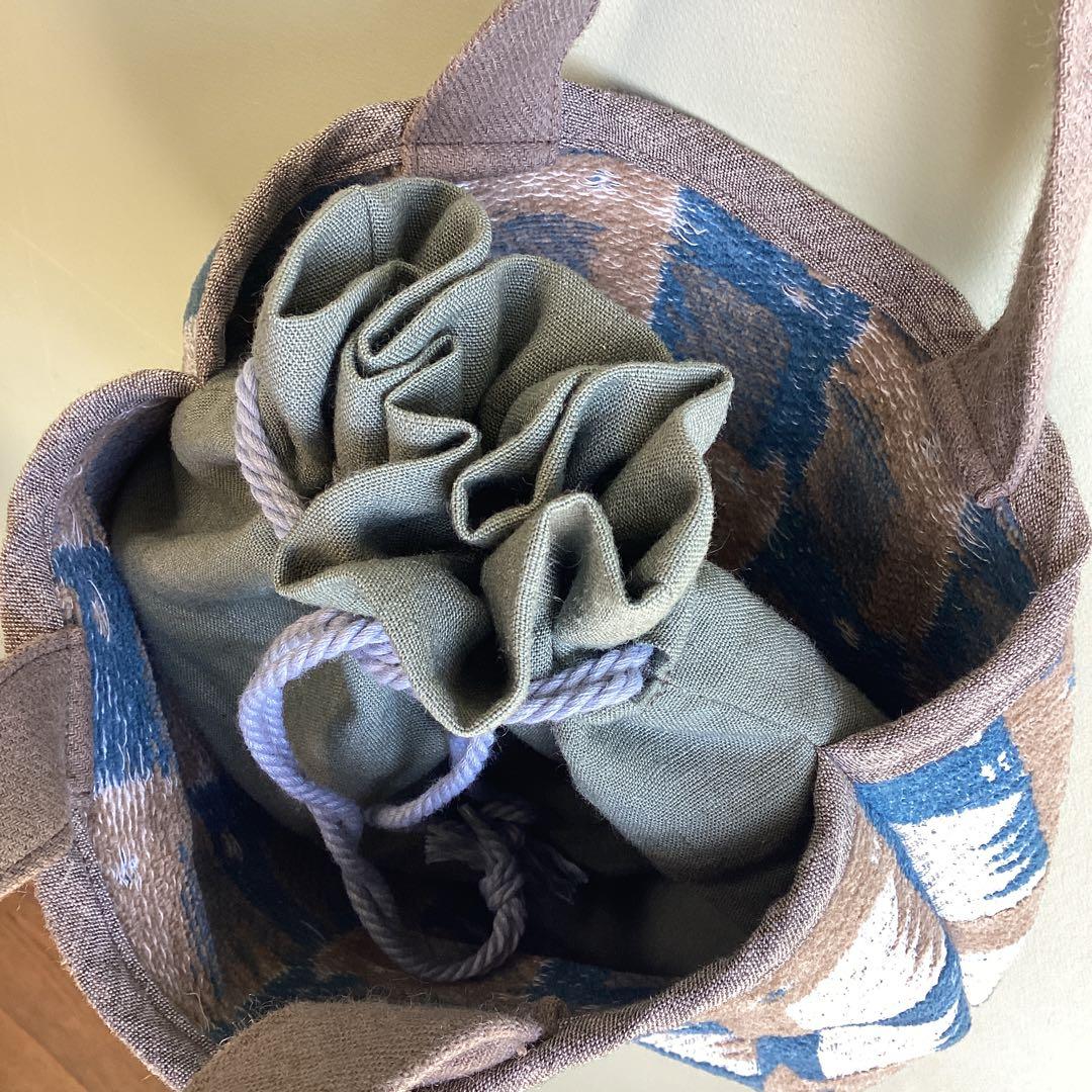 ミナペルホネン thoroughbredで巾着バッグ　ハンドメイド