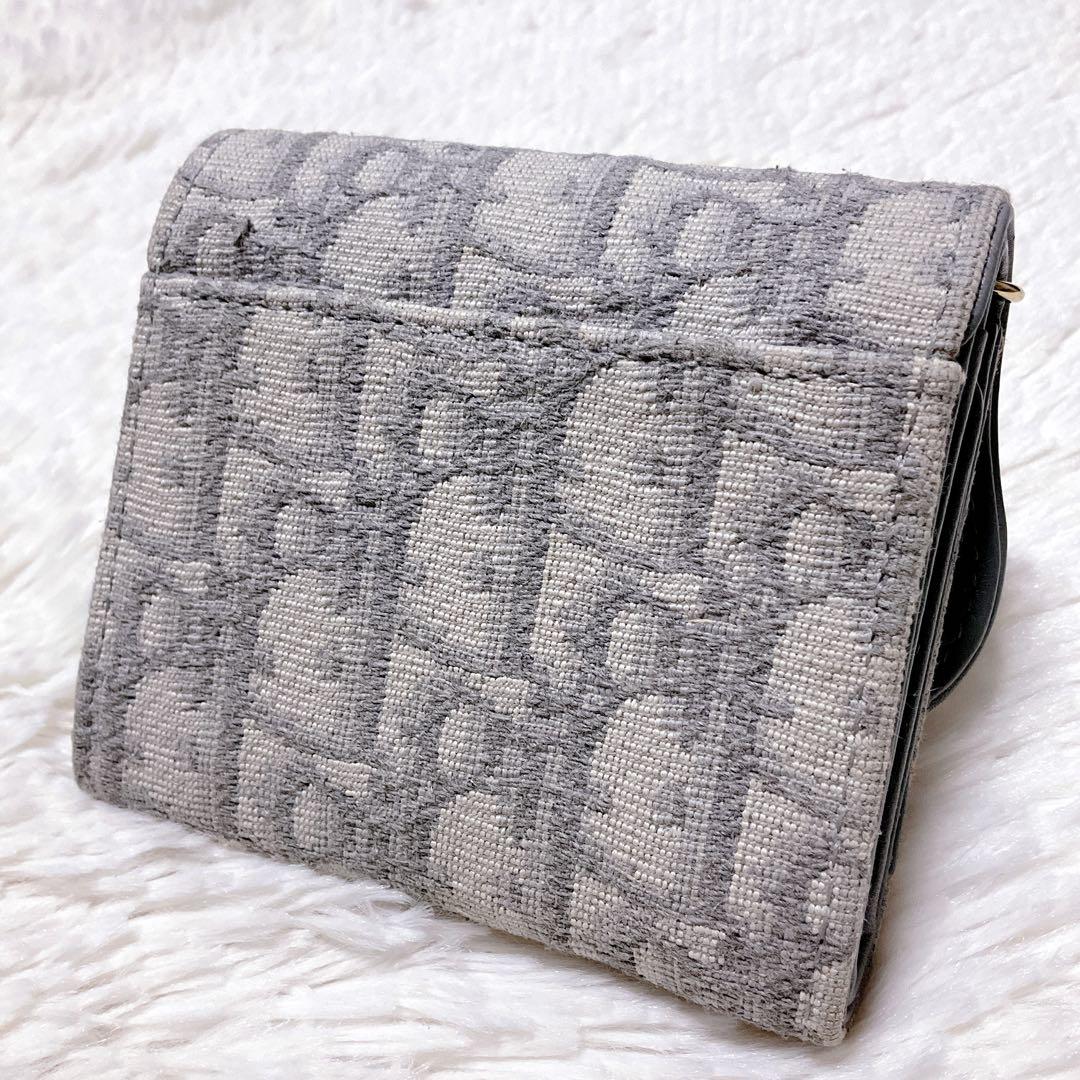 ♡美品♡DIOR 三つ折り財布 サドル オブリーク ジャカード Dロゴ チャーム