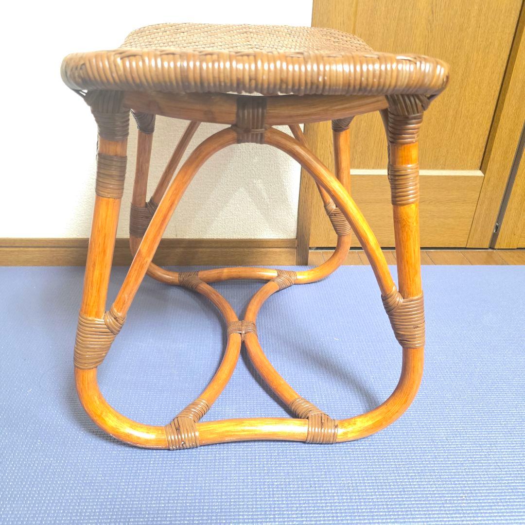 315】KAZAMA　カザマ　ラタン　スツール 籐 レトロ インテリア 椅子