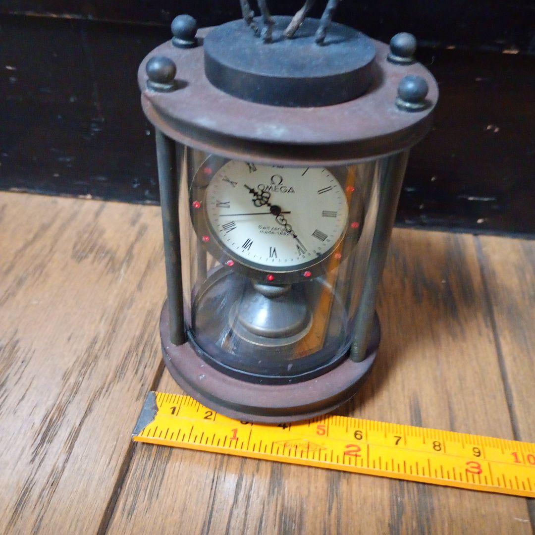 オメガ　置時計　ガラスケース　稼働品　アンティーク
