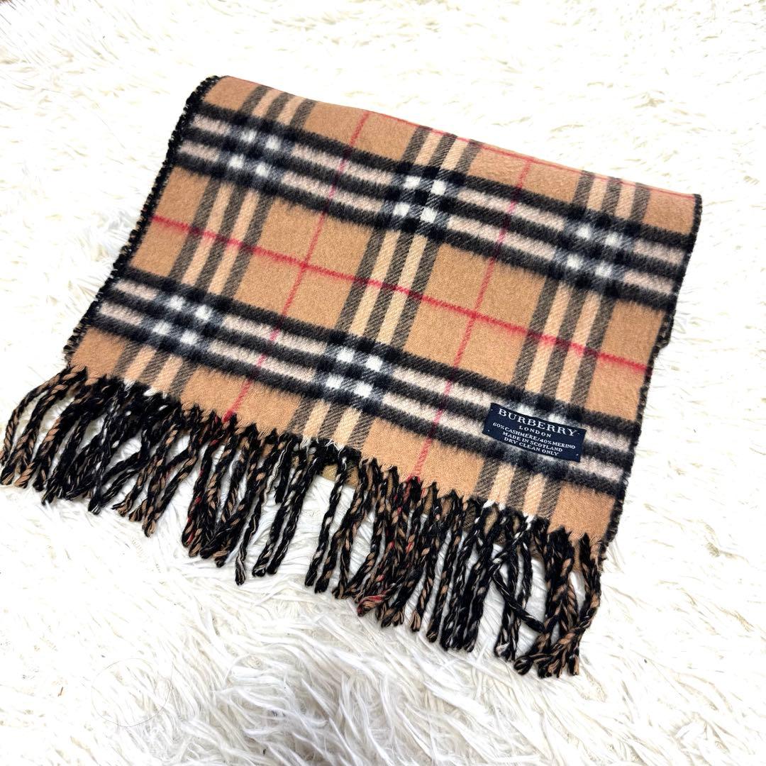 【バーバリーロンドン】美品 マフラー カシミヤ混 ノバチェック 希少