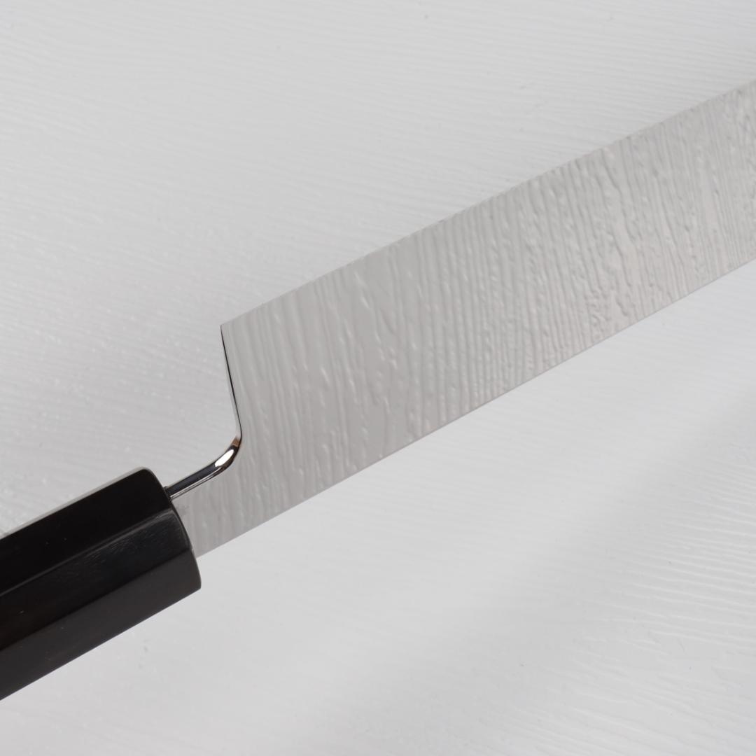 7485 勘所型牛刀 9寸 片刃 ウルトラ鏡面仕上げ 刺身包丁 和牛刀 八角柄