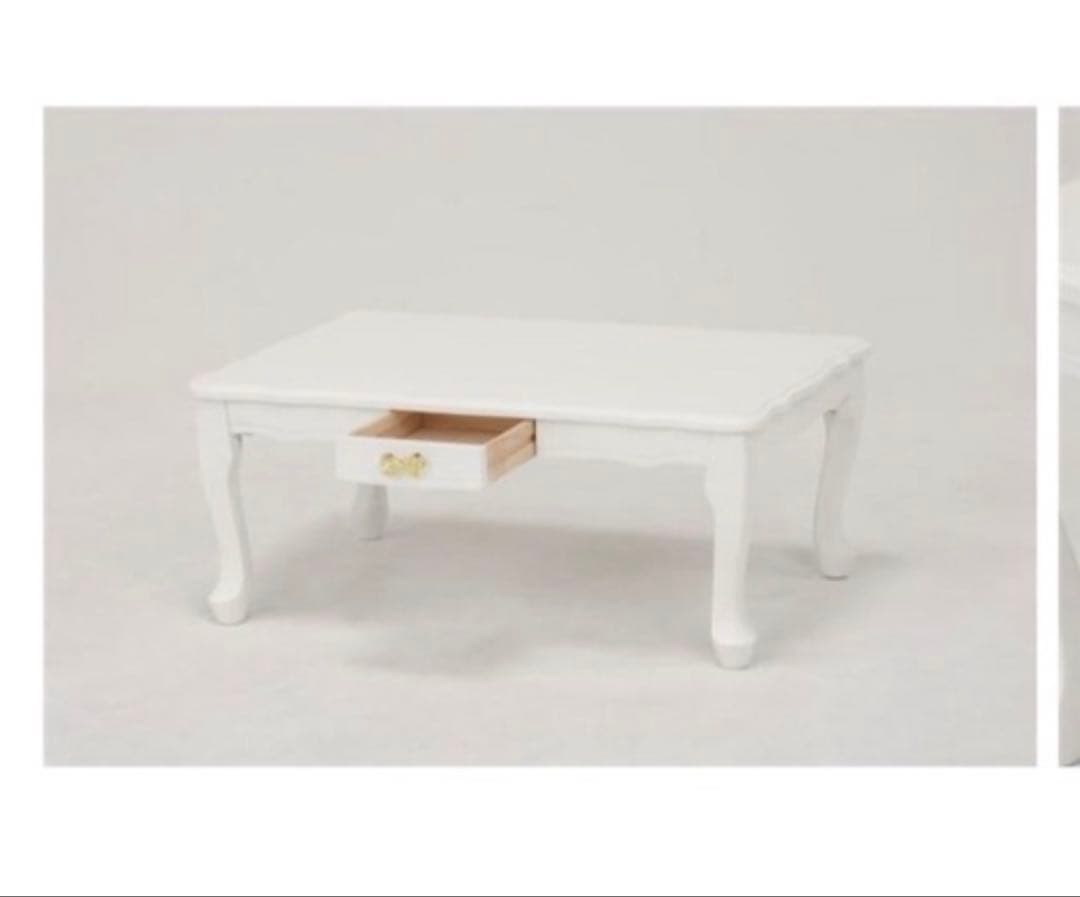 折りたたみローテーブル ホワイト 猫脚 姫系 引き出し付き夢かわ女子推し活に！