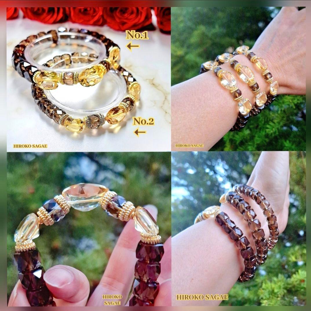 No.1 宝石質 シトリン スモーキークォーツ ブレスレット 美神 Juno