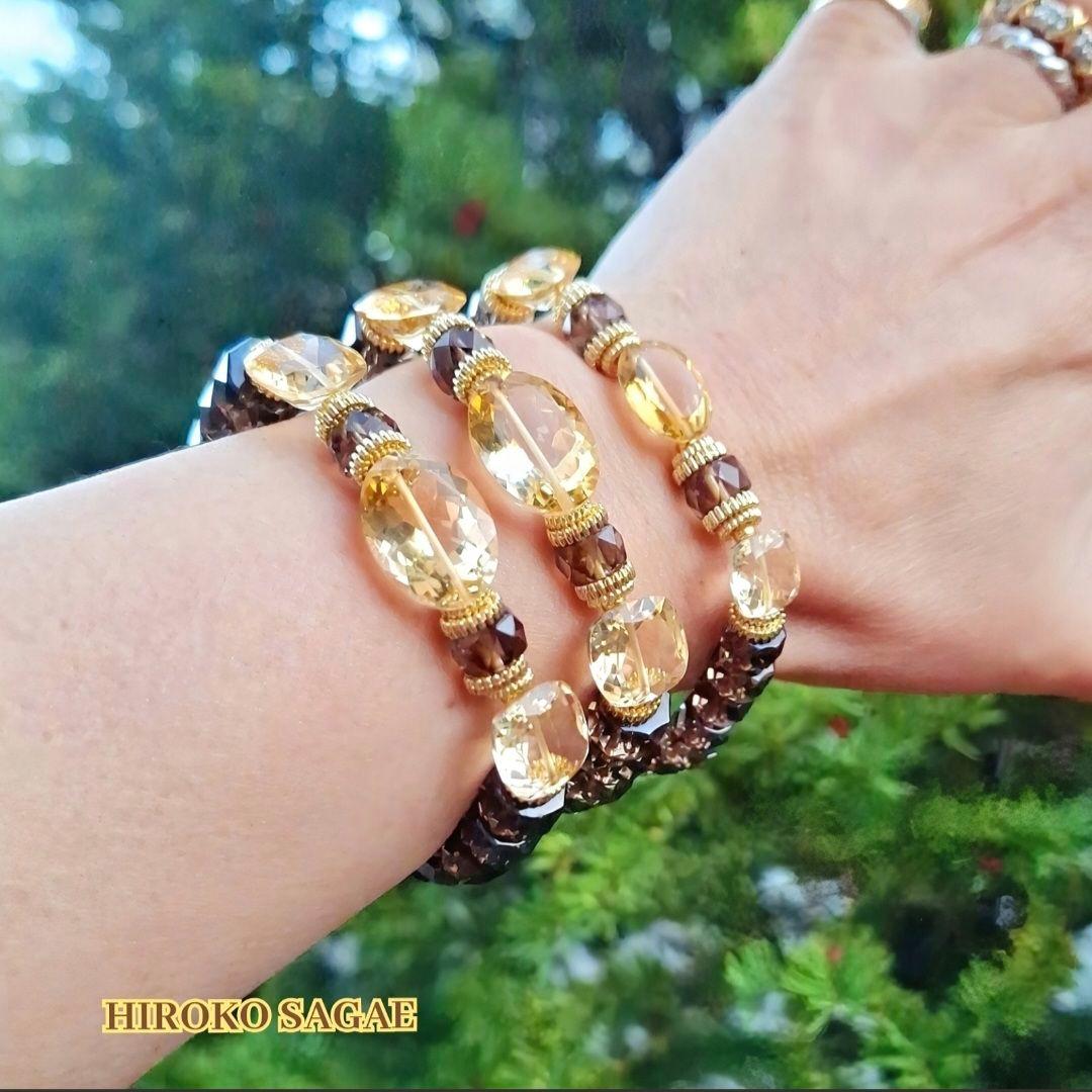 No.1 宝石質 シトリン スモーキークォーツ ブレスレット 美神 Juno