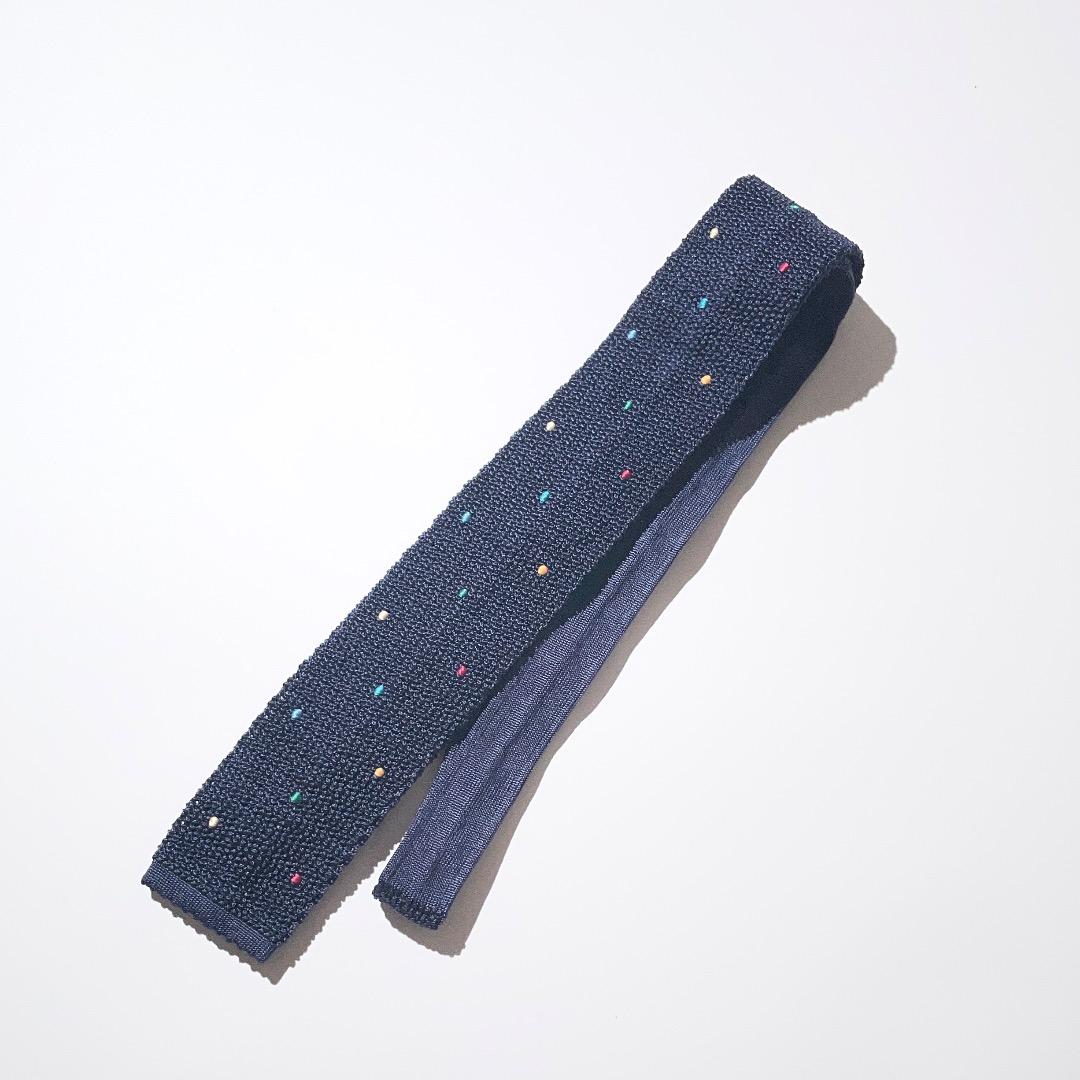 HERMES ドット柄ニットタイ シルク メッシュ エルメス