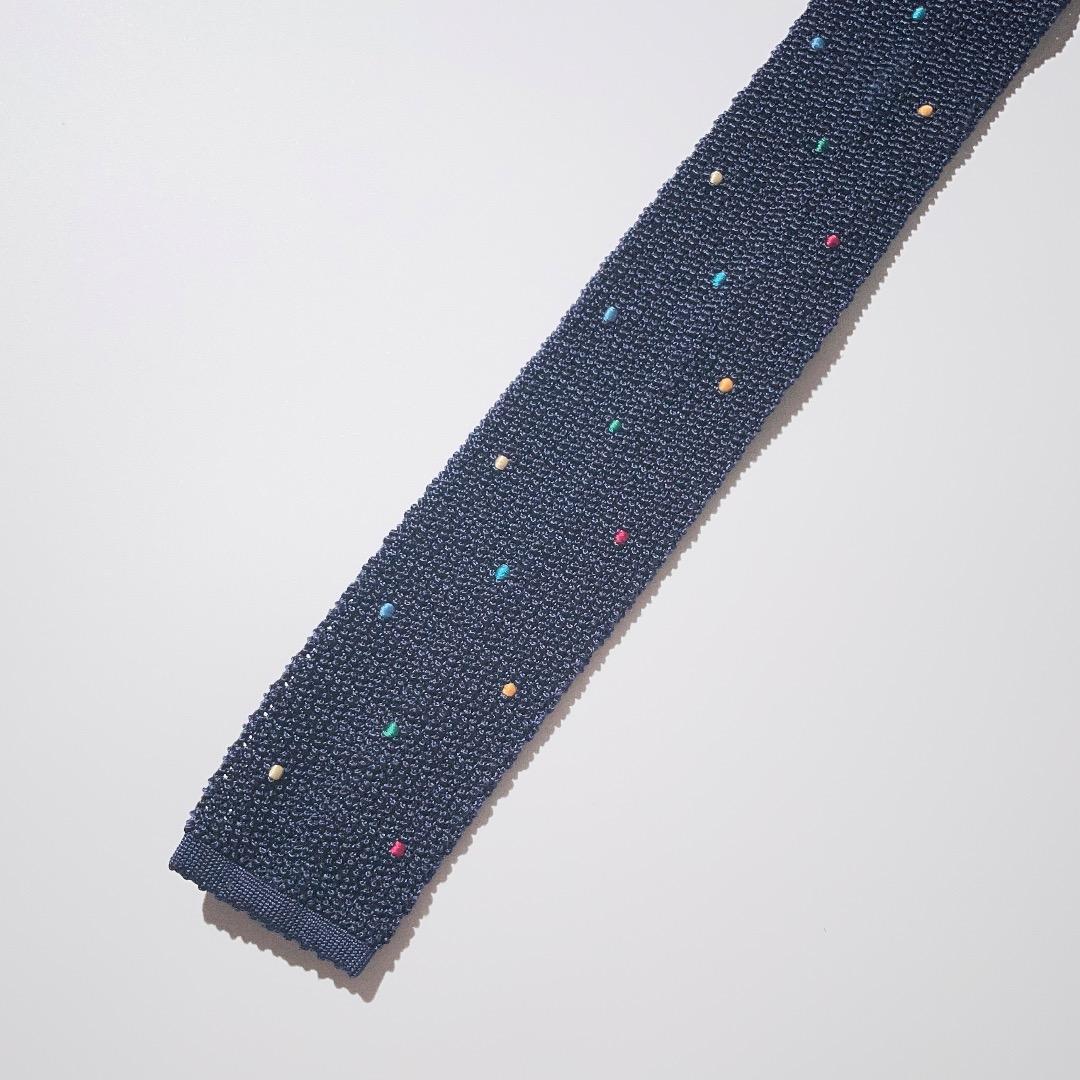 HERMES ドット柄ニットタイ シルク メッシュ エルメス