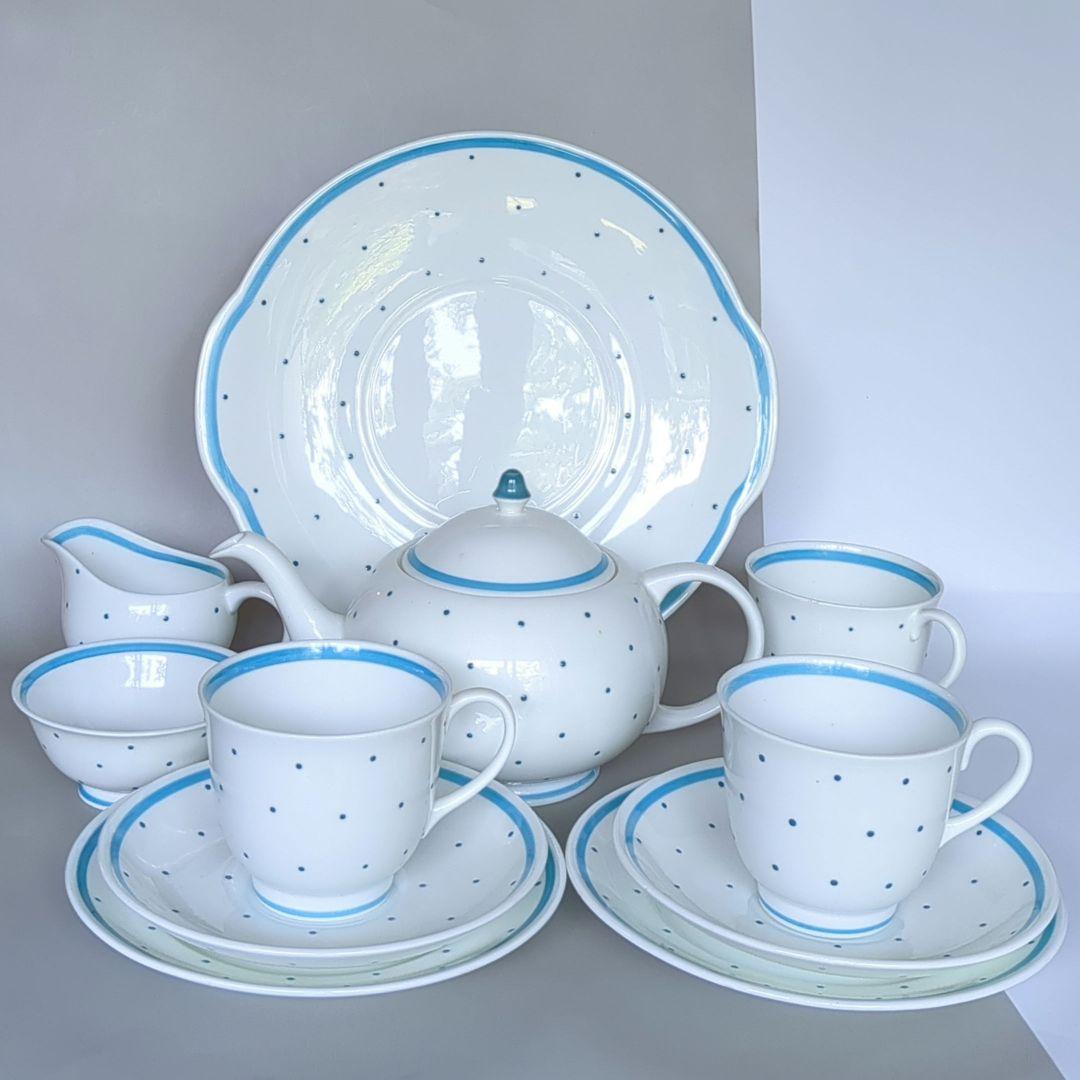 スージークーパー　レイズドスポット　ブルー　ティーセット　ティーポット・トリオ他