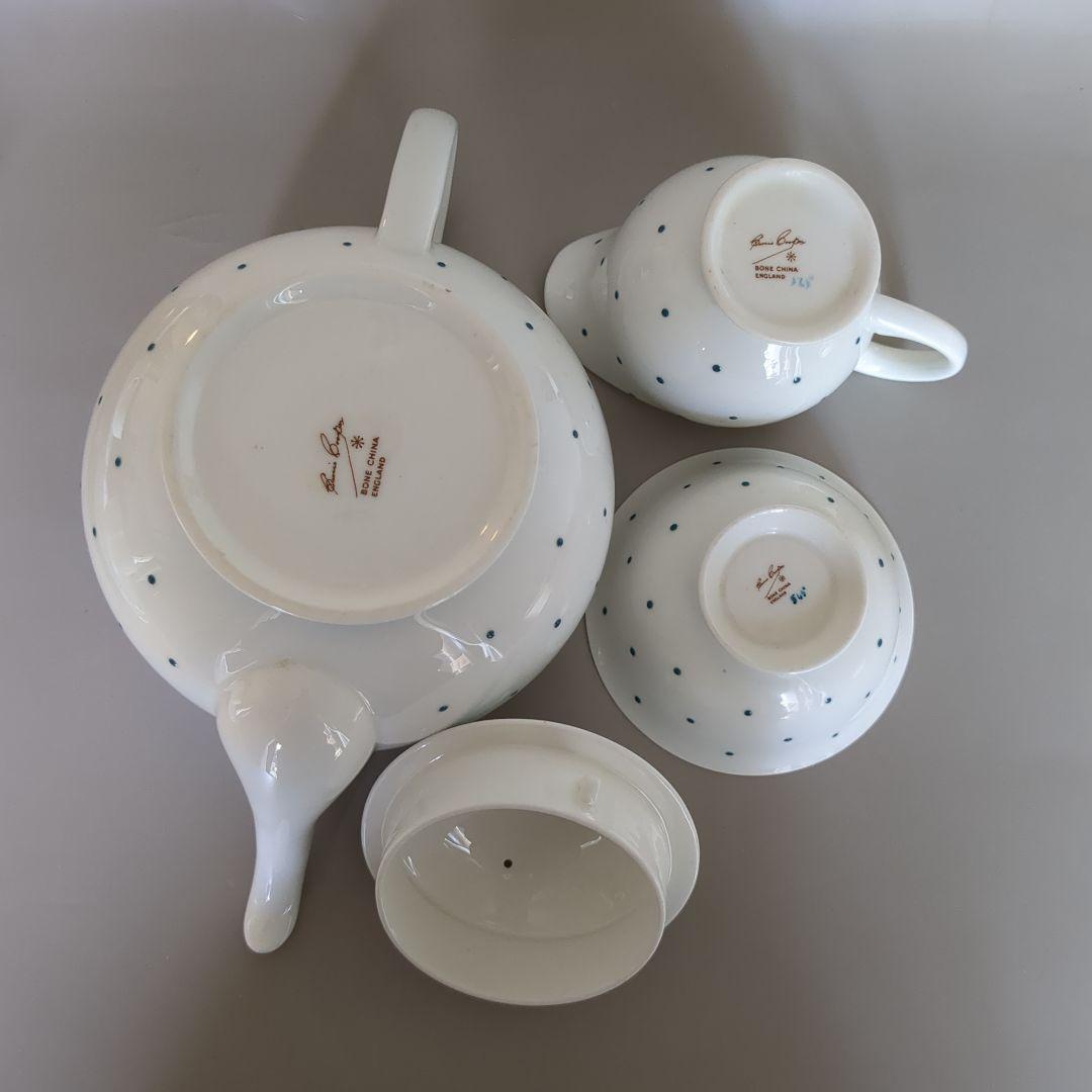 スージークーパー　レイズドスポット　ブルー　ティーセット　ティーポット・トリオ他