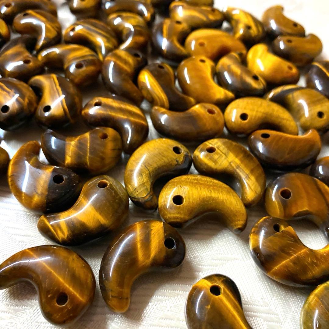 【タイガーアイ】勾玉 天然石 まとめ売り パワーストーン 62個