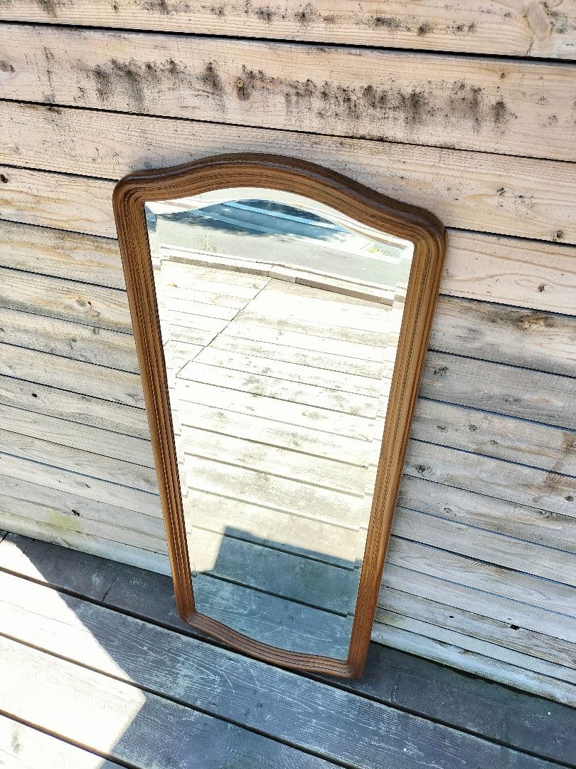 M♦ヴィンテージ 木製 ウォールミラー 木枠　壁掛け
