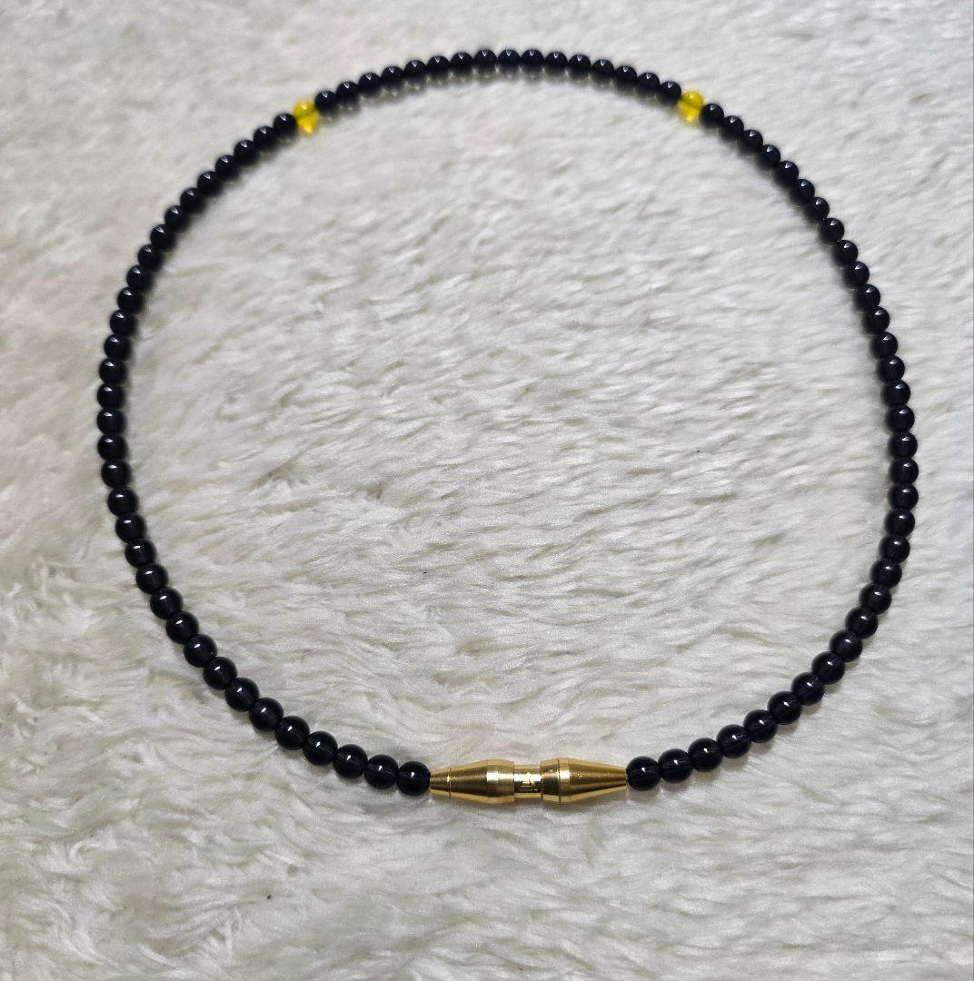 ファイテン クリスタルタッチ ネックレス ゴールド／ブラック 45cm