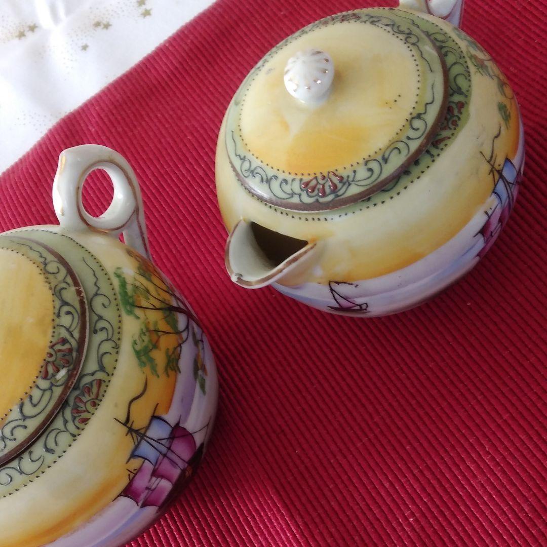 オールドノリタケ骨董品。ヴィンテージ超希少ポット＆蓋付き壺