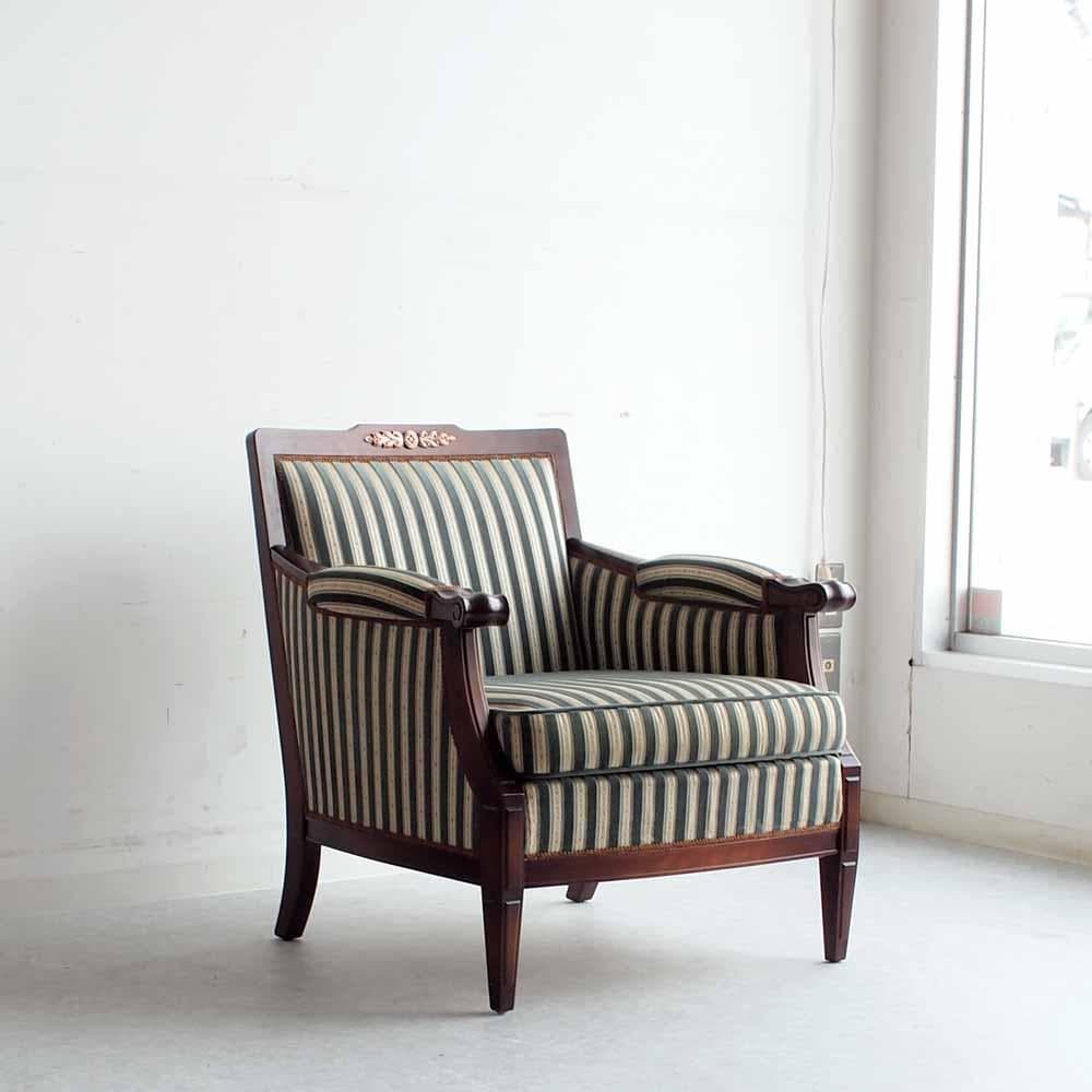 神戸欧風家具 メープル不二屋 マホガニー材 1人掛けソファ　A ZR24470