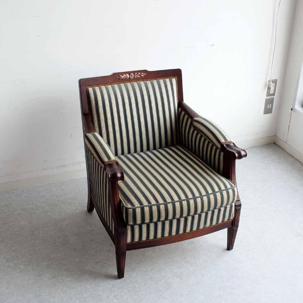 神戸欧風家具 メープル不二屋 マホガニー材 1人掛けソファ　A ZR24470