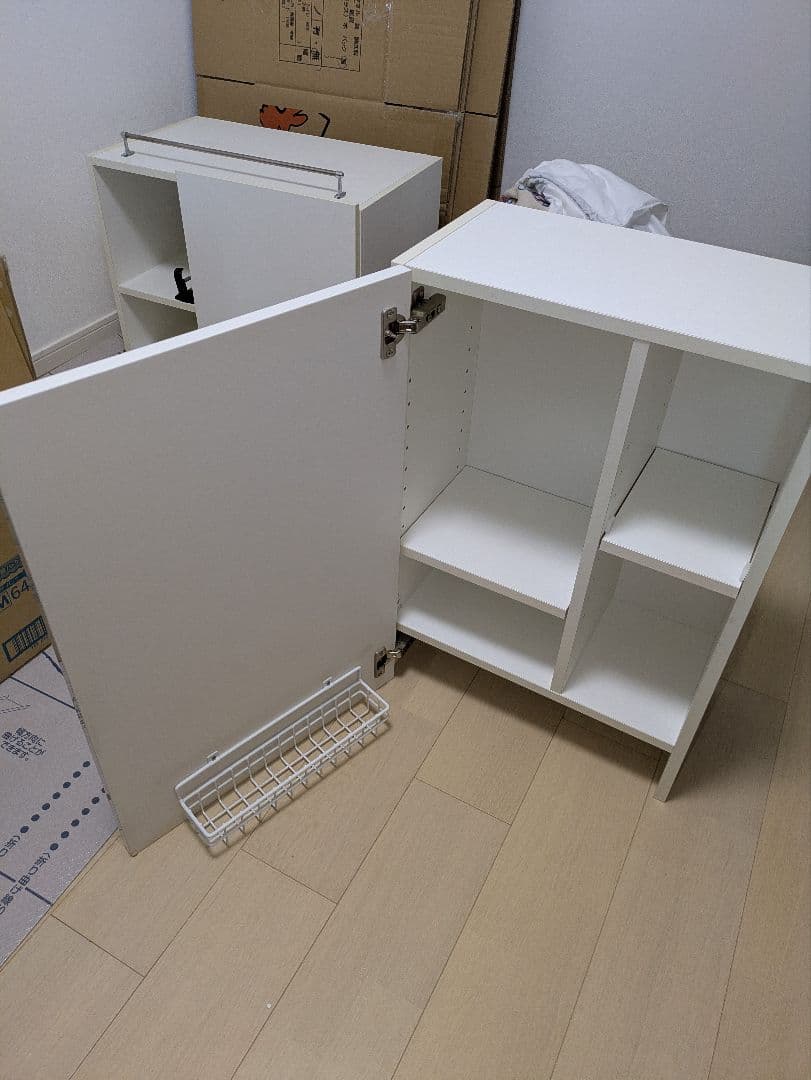 ホワイト木製ラック 吊戸棚 可動棚