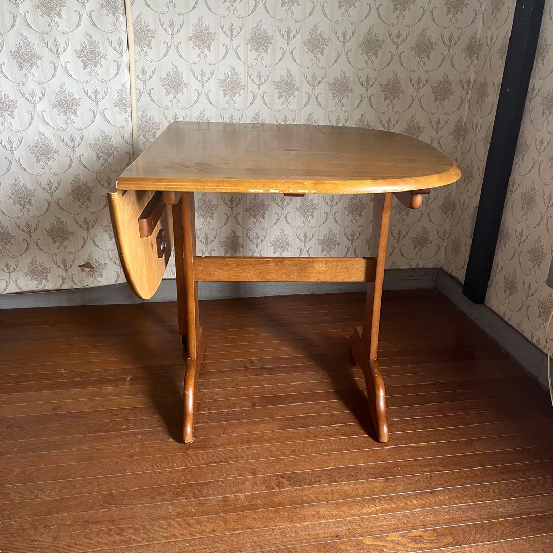 【アンティーク】北欧レトロ 木製 バタフライテーブル ドロップリーフテーブル 机