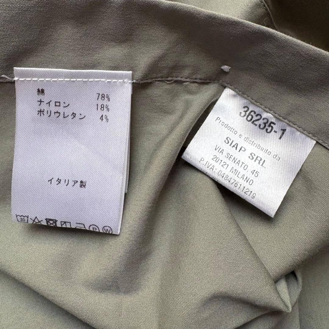 未使用/4.6万円/Finamore/オリーブ/ストレッチコットンシャツ