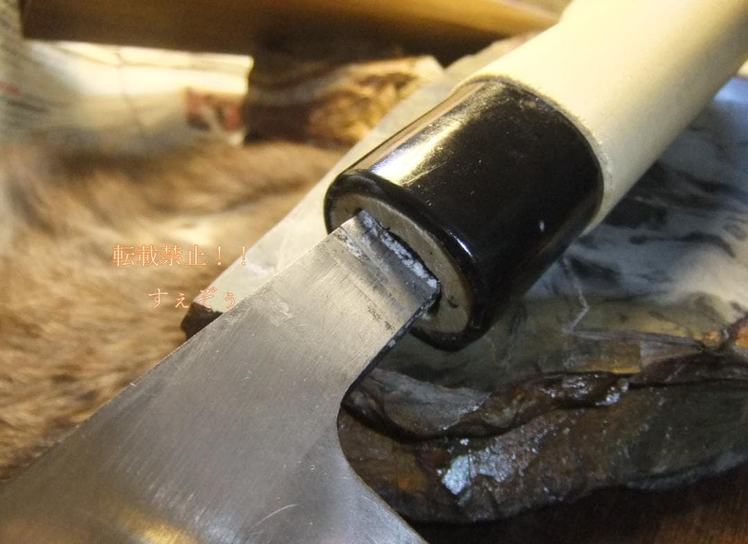 OH済 ８寸大出刃青紙刃厚7ｍｍ火造鍛造品　特製有次　本刃付＆ケース付き　中古