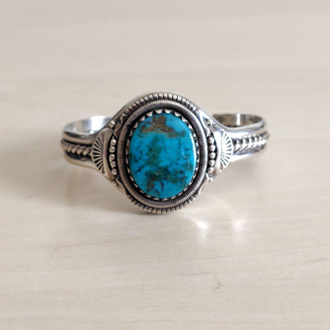 ヴィンテージ ウィルバンデバー モレンシ ターコイズ シルバー バングル ナバホ