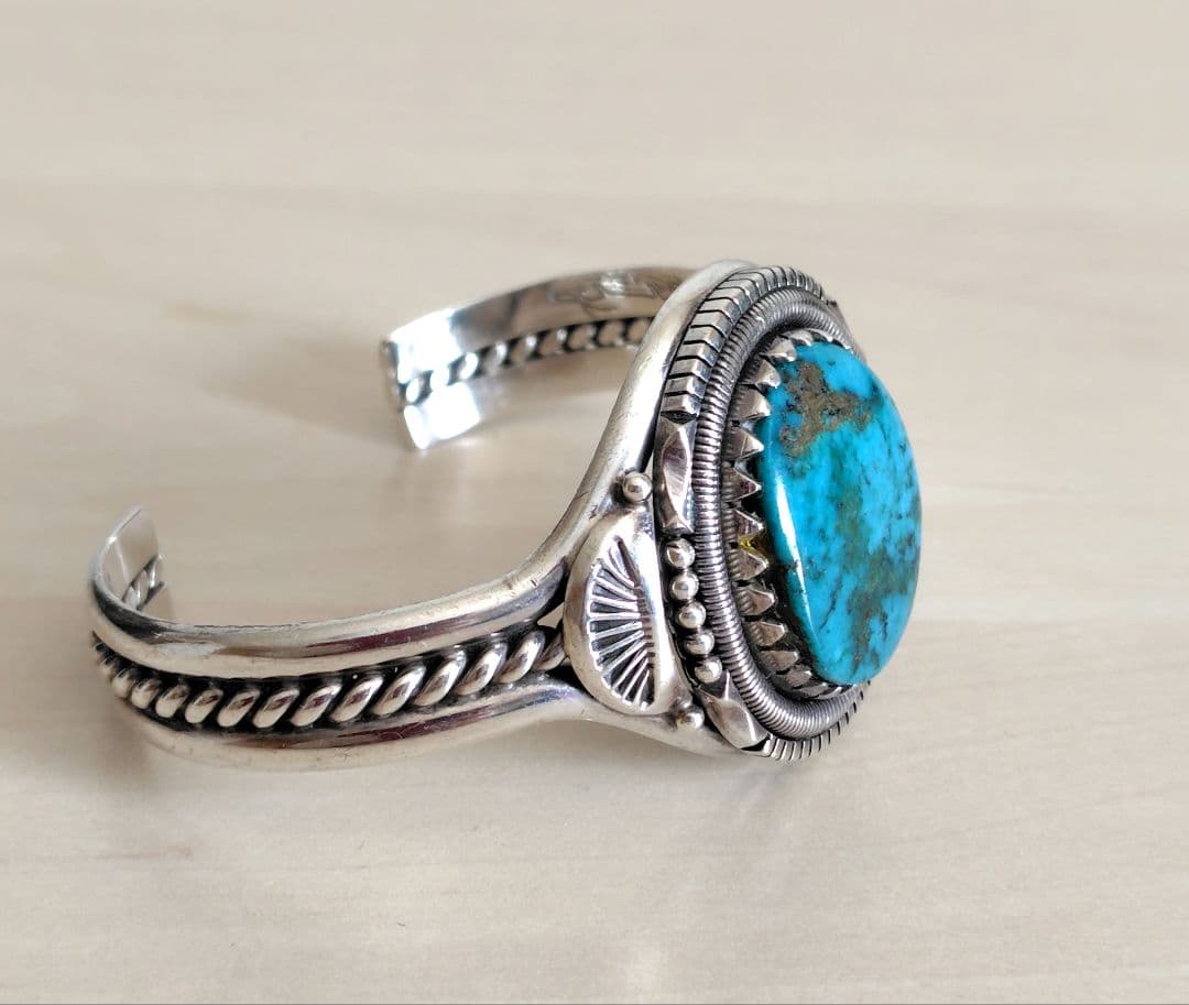 ヴィンテージ ウィルバンデバー モレンシ ターコイズ シルバー バングル ナバホ
