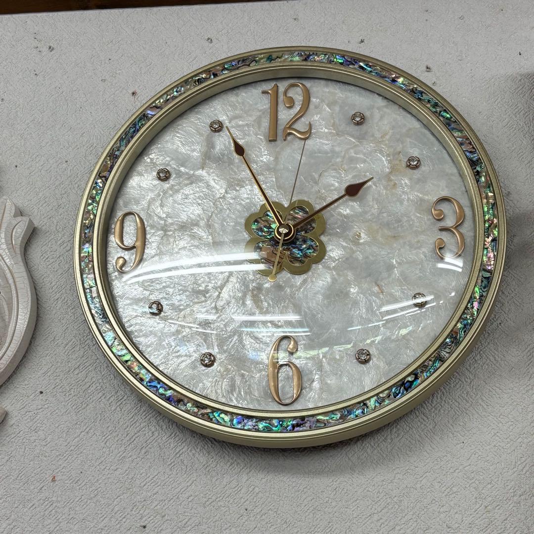 貝殻 壁掛け時計 静音タイププレゼント寝室もOK 高級壁掛け時計 おしゃれ 上品