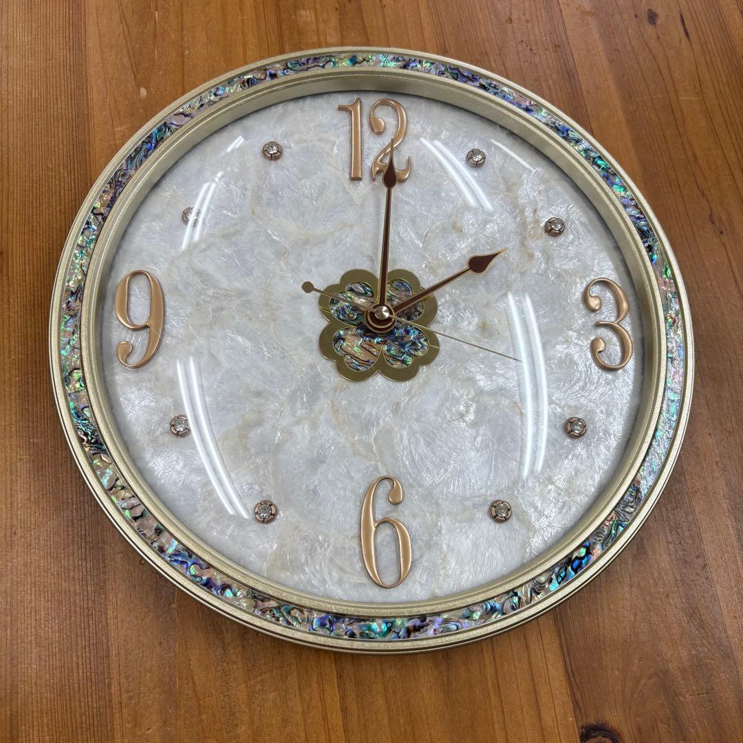 貝殻 壁掛け時計 静音タイププレゼント寝室もOK 高級壁掛け時計 おしゃれ 上品