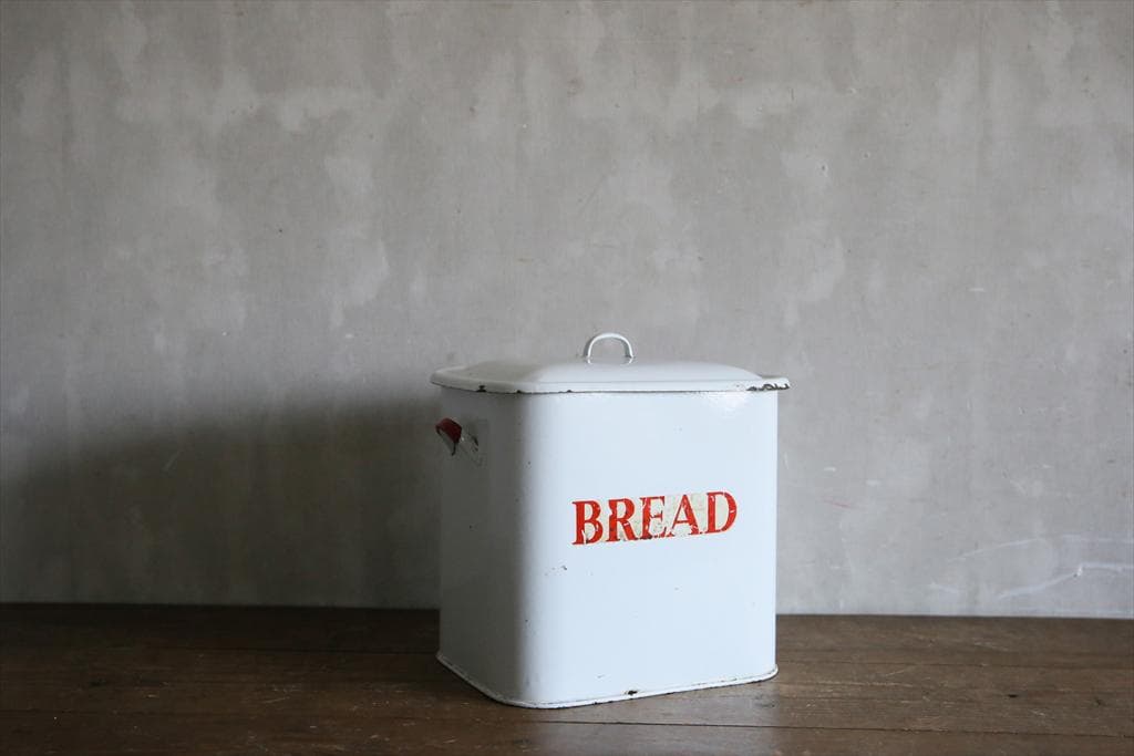 英国アンティーク琺瑯製ブレッド缶/ホーローキャニスター/米びつ(81-199-1