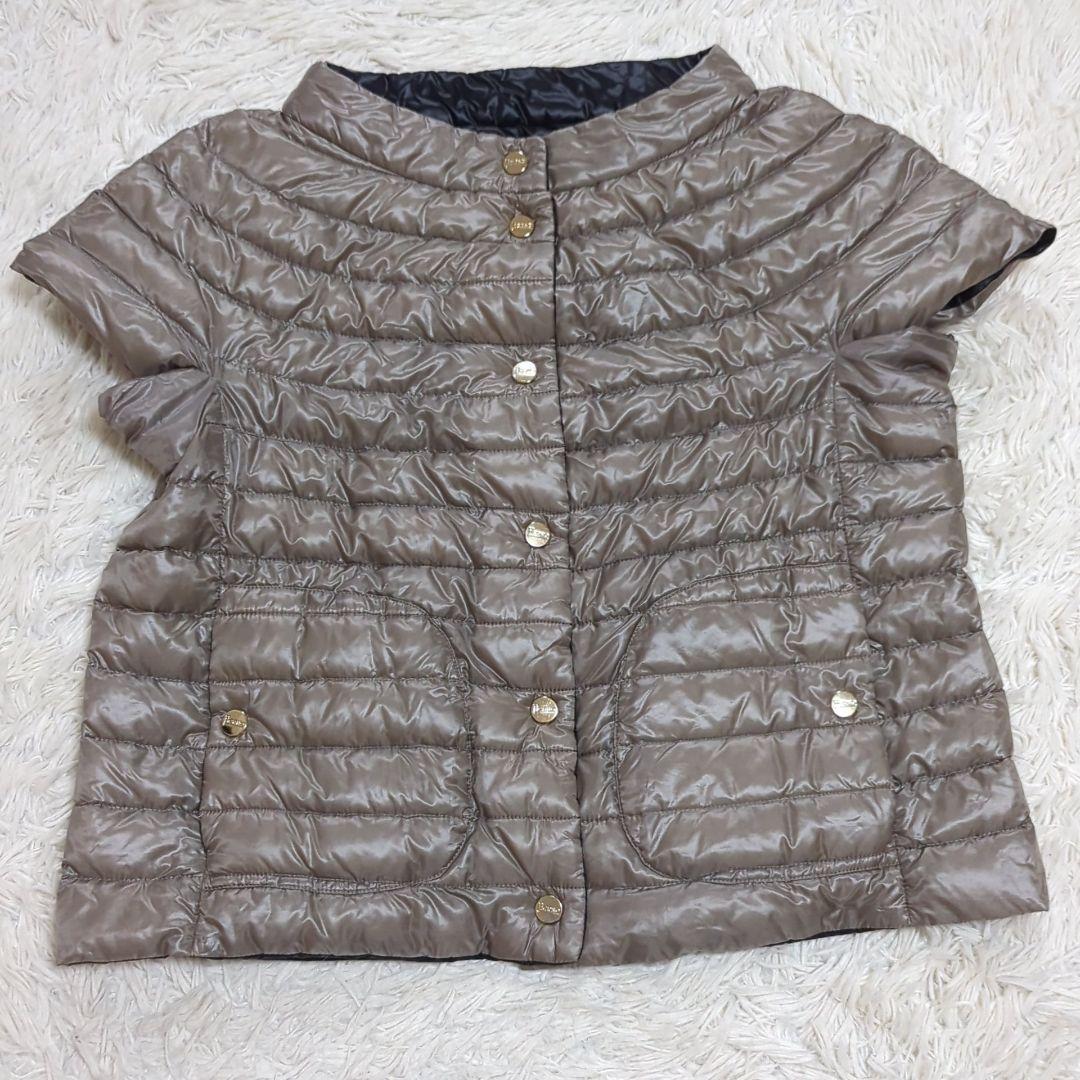 HERNO 44 リバーシブル フレンチスリーブ ケープ ダウンベスト 金ボタン