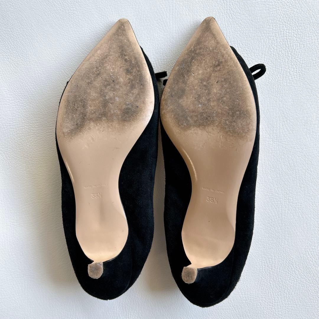 PIPPICHIC ピッピシック　スエードパンプス　リボン　ヒール　22.5