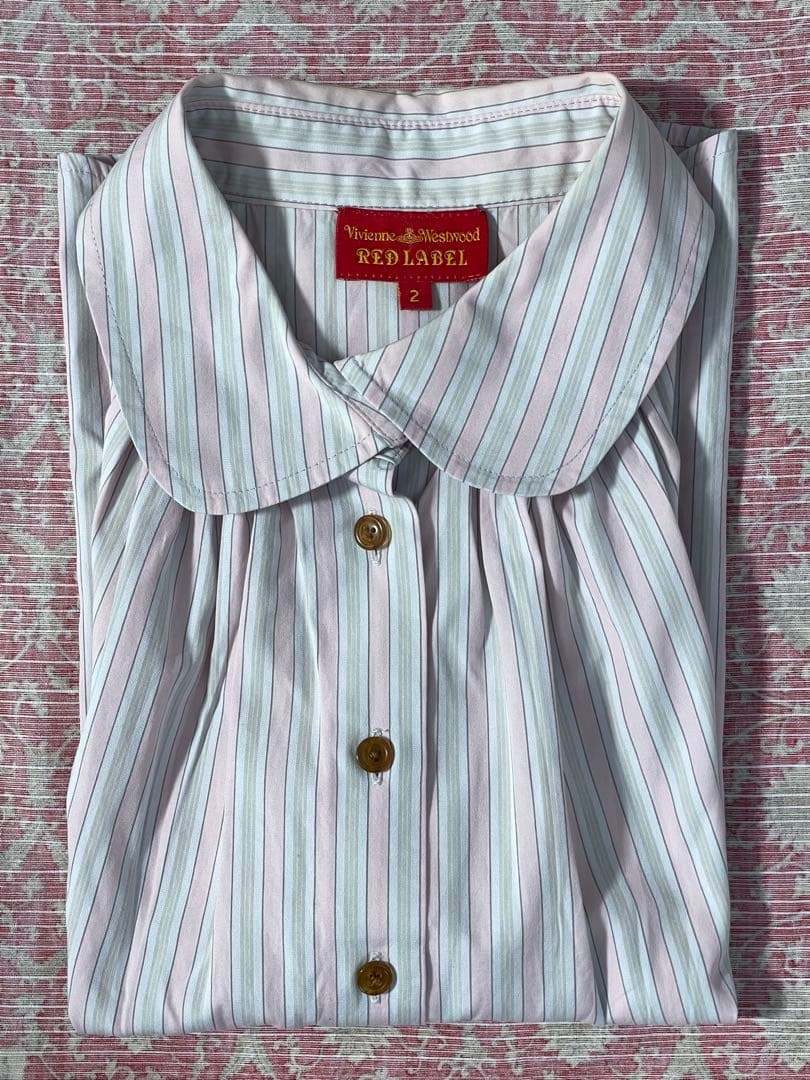 Vivienne Westwood ストライプ柄 半袖シャツ ピンク グレー