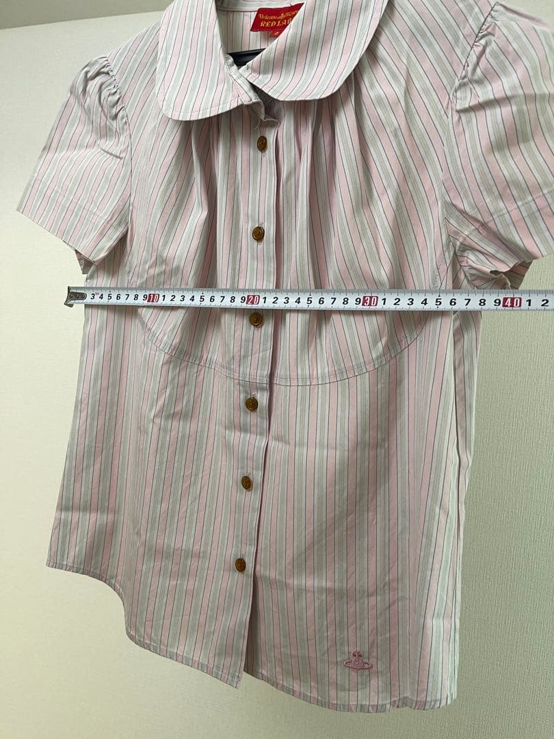 Vivienne Westwood ストライプ柄 半袖シャツ ピンク グレー