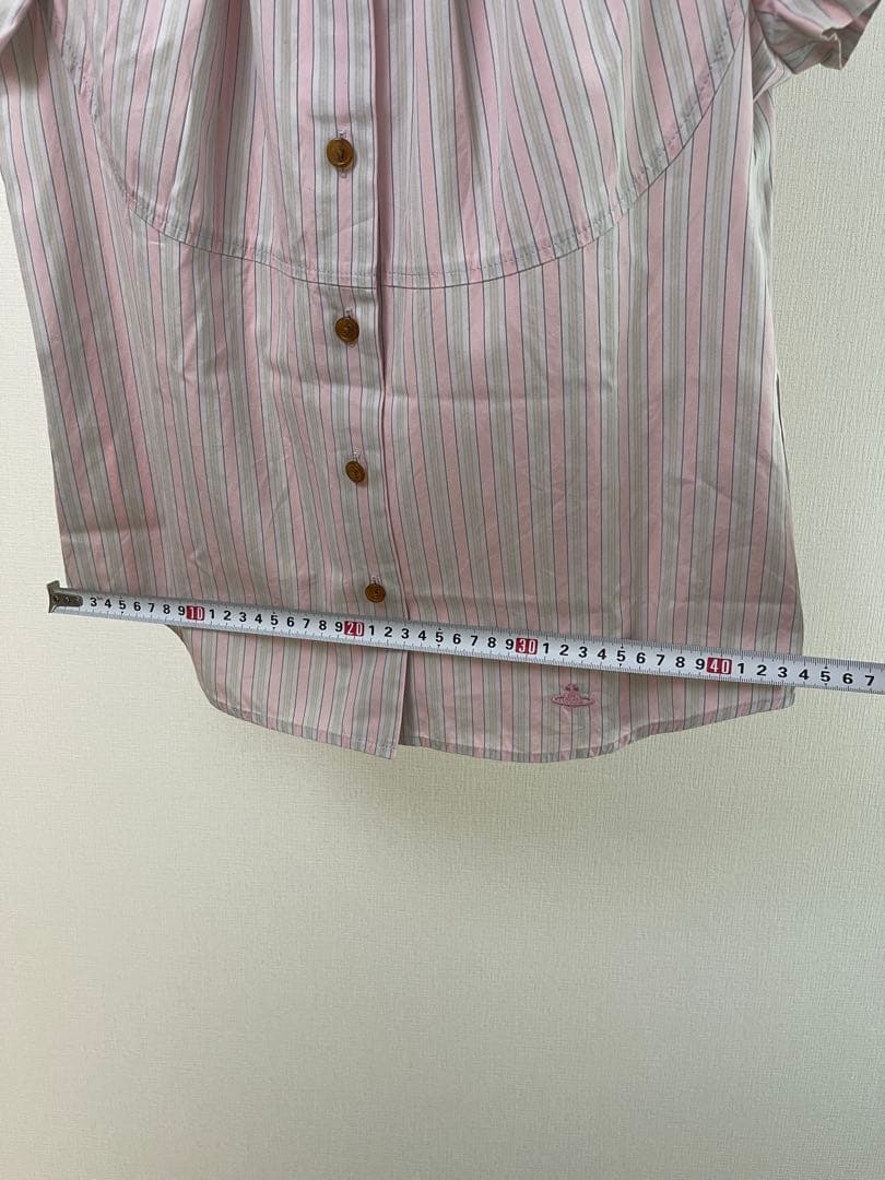 Vivienne Westwood ストライプ柄 半袖シャツ ピンク グレー