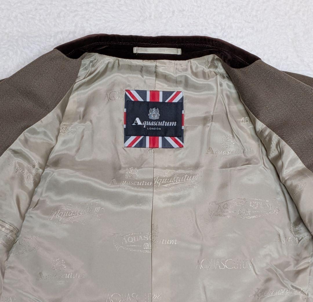 ✨極美品 アクアスキュータム　比翼チェスターコート　ベルベット　ロング　ブラウン