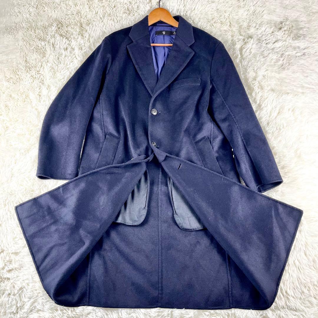 ユニクロ+J ウールカシミヤ ブレンド チェスターコート 濃紺 M
