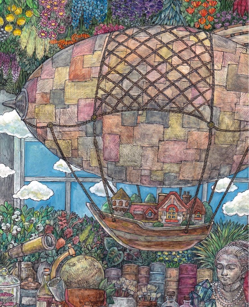 【原画】「ときめきの旅へ」ペン 水彩画