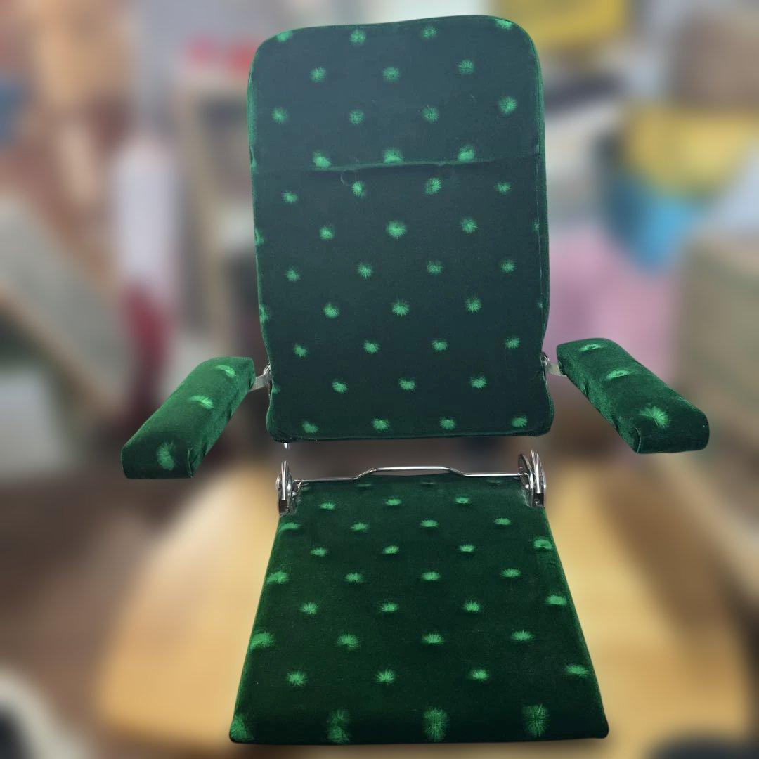 希少　昭和レトロ　座椅子 折りたたみ アーム付 リクライニング