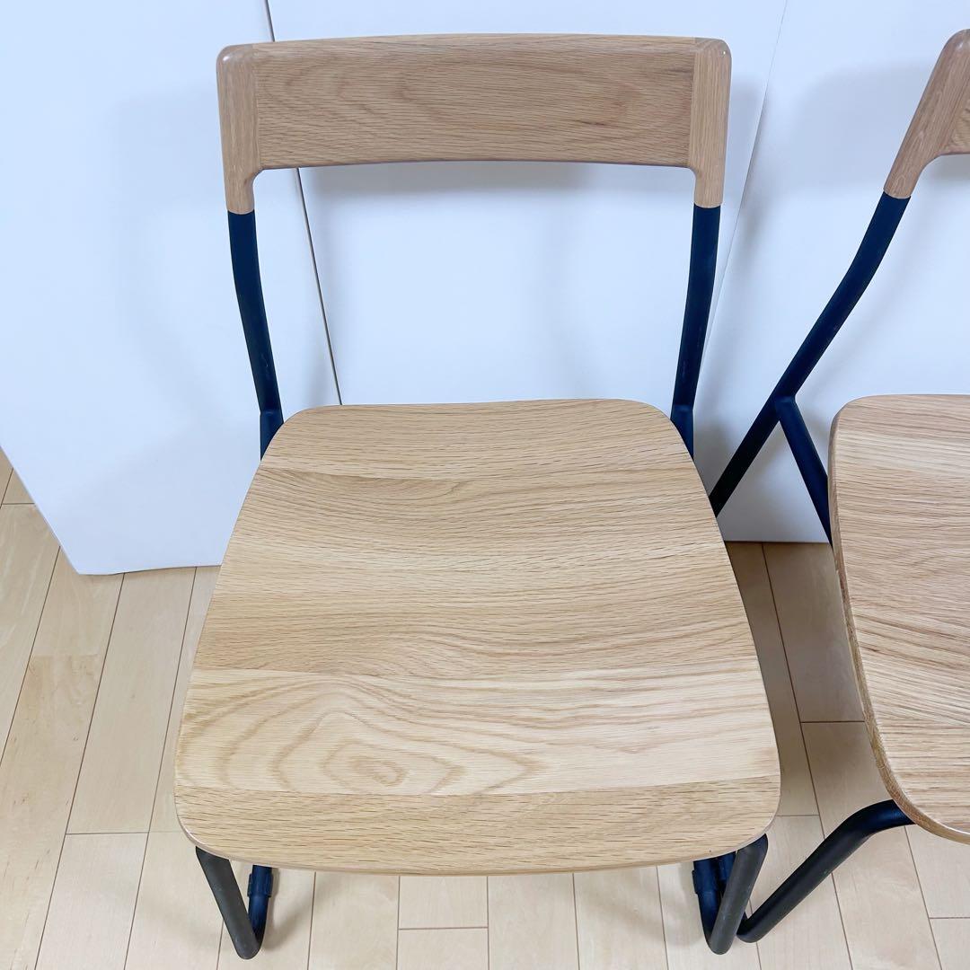 北欧　モリヨシ　Flo POKKYCHAR ナラ材　ナチュラルブラック2脚セット