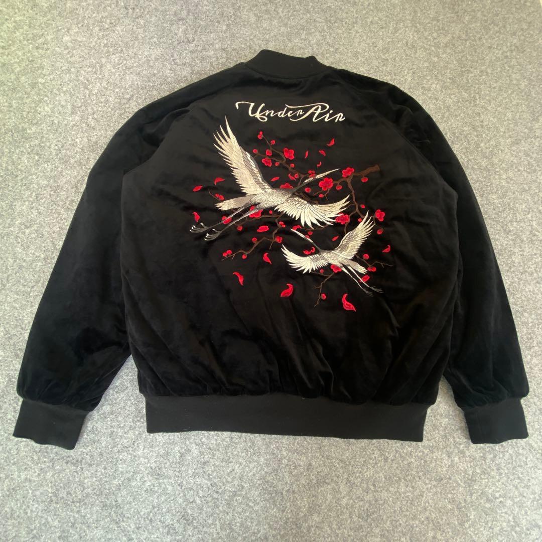 UNDERAIR アンダーエアー スカジャン XL 刺繍ロゴ ベロア Y2K