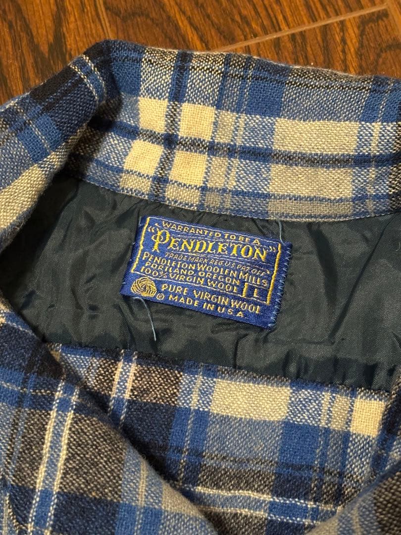 70s Pendleton ボードシャツ USA製　青×黒