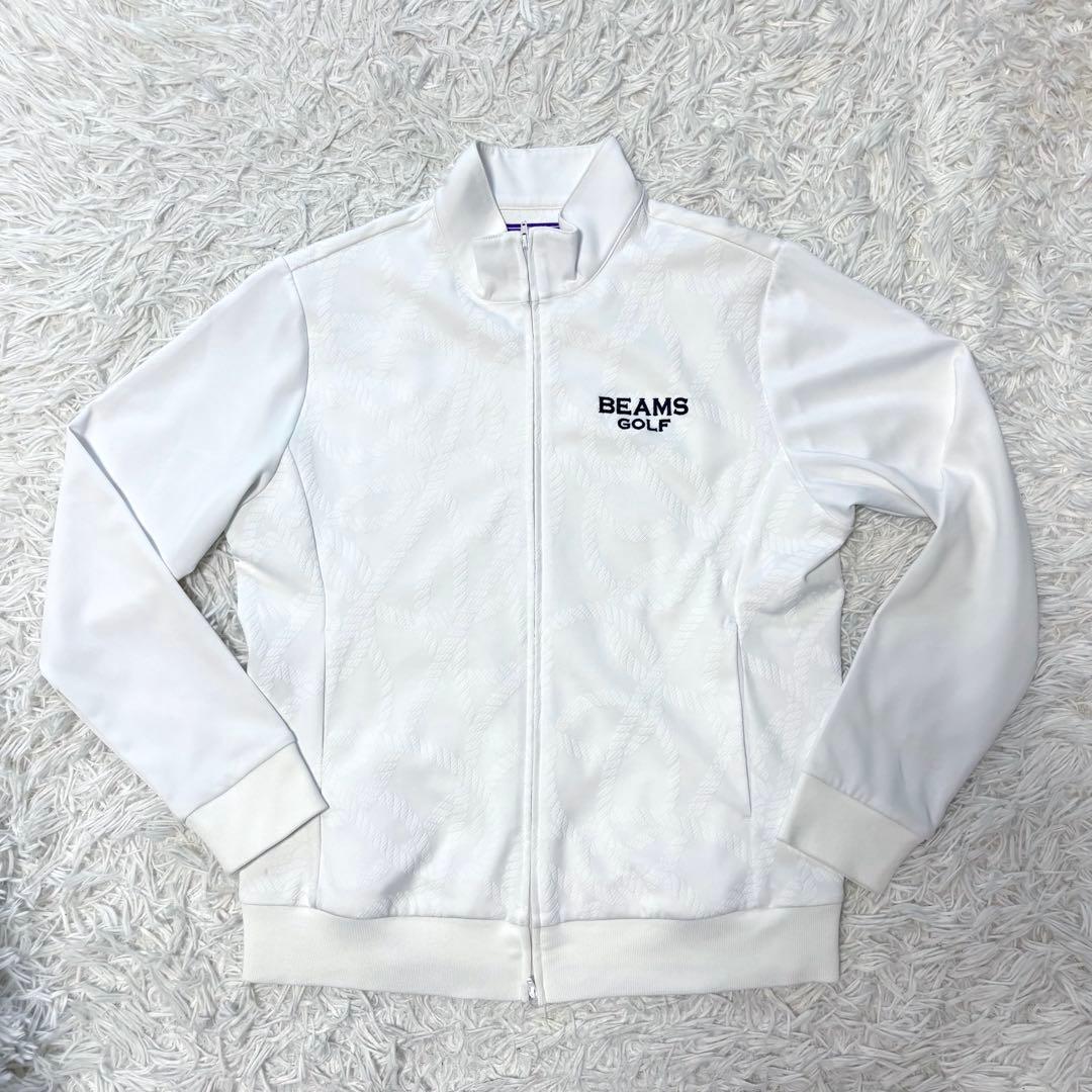 ビームスゴルフ ブルゾン ジップ ホワイト 総柄 ハイネック ゴルフ
