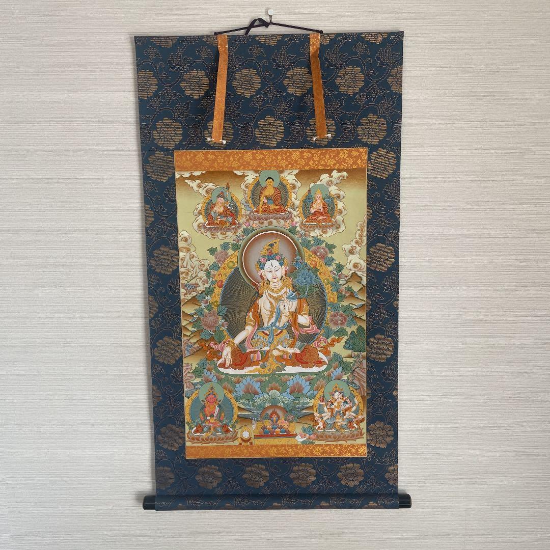 タンカ　ホワイトターラー　掛け軸