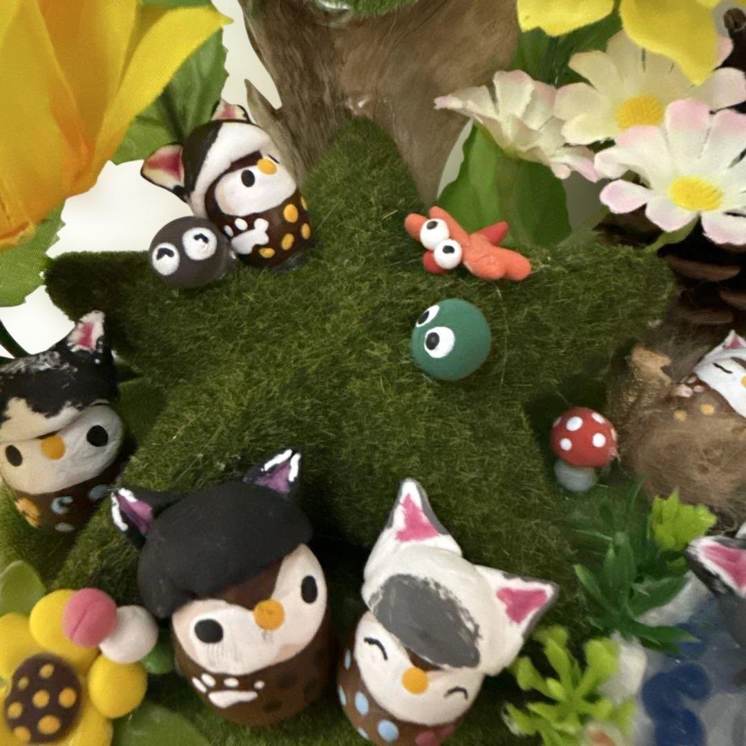 どんぐりアート♡猫帽子ひまわりBIGオブジェ♡